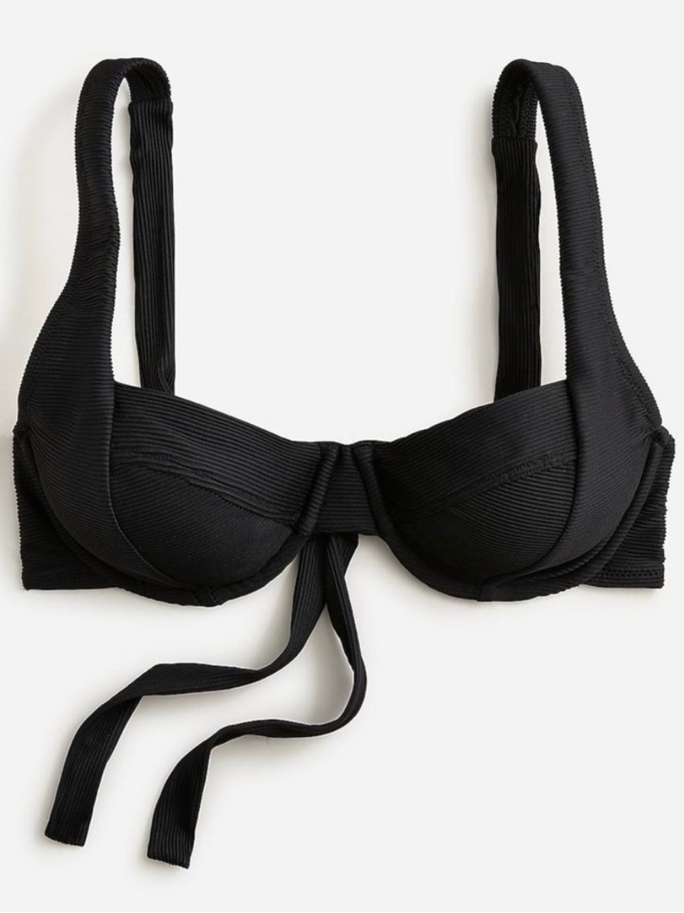J.Crew Ribbed Cross-back Underwire Bikini in Black | 42DD | NWT